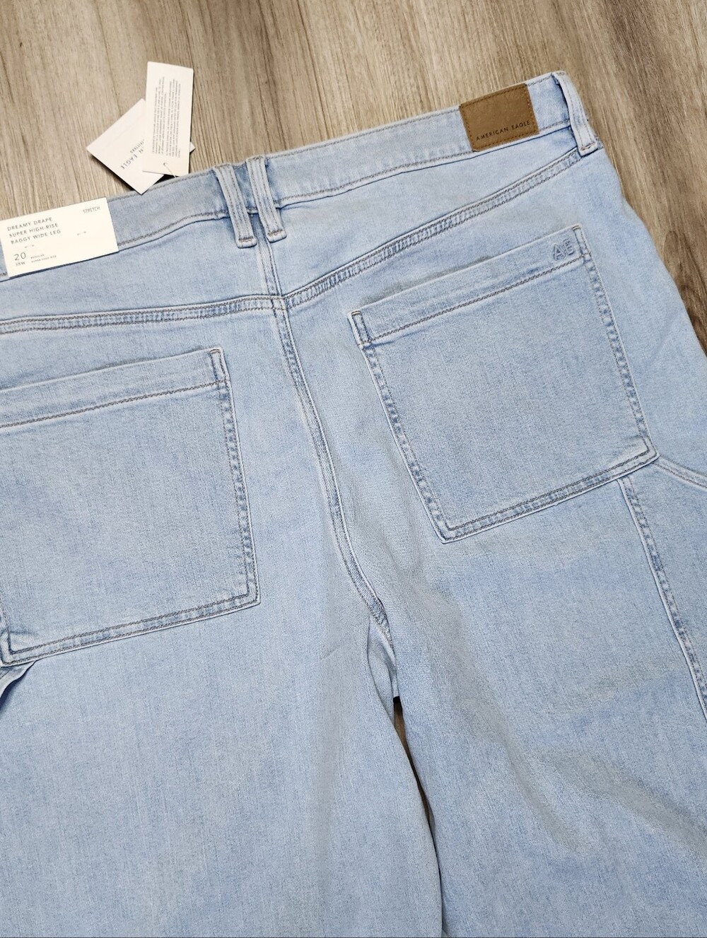 American Eagle High Rise Baggy Wide Leg Womens 20 Dreamy Drape Stretch Light Was - Picture 8 of 14
